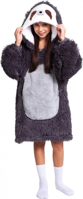 COZY NOXXIEZ wärmende Hoodie-Decke mit Kapuze für Kinder (7–12 Jahre) – Faultier