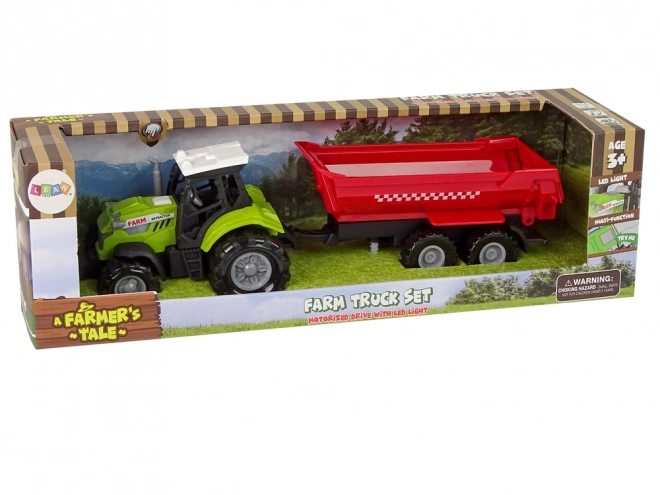 Groene tractor met rode aanhanger Geluid