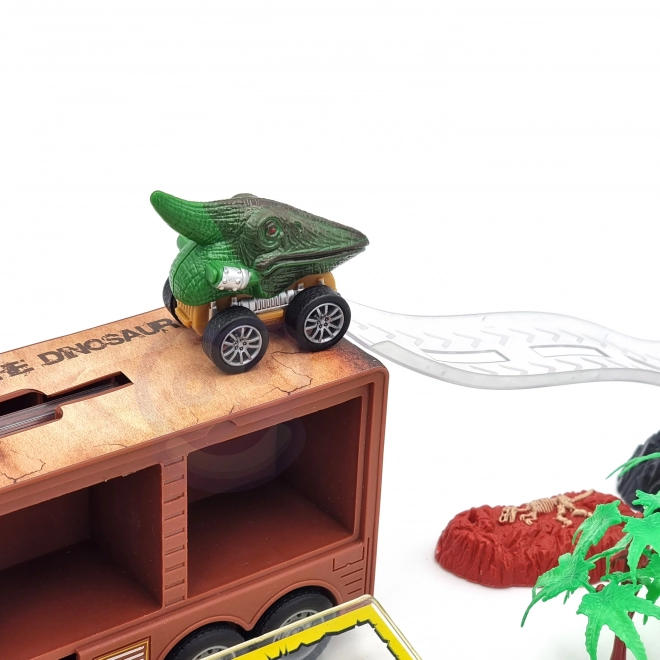 Dinosaurier-Lkw mit Werfer und Autos
