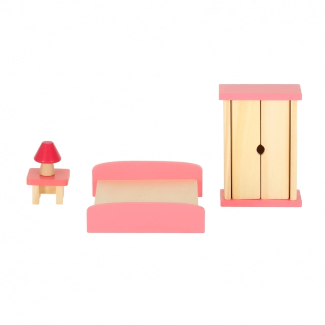 Meubles en bois pour maison de poupée violet