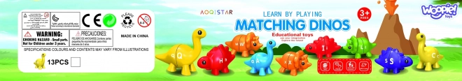 WOOPIE set Montessori dinosaur figurines for stacking with learning colors and letters Match the Letters 13 pcs