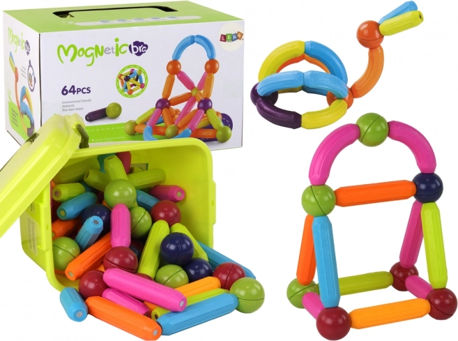 Grande boîte de blocs magnétiques dans un coffret de rangement 64 pièces