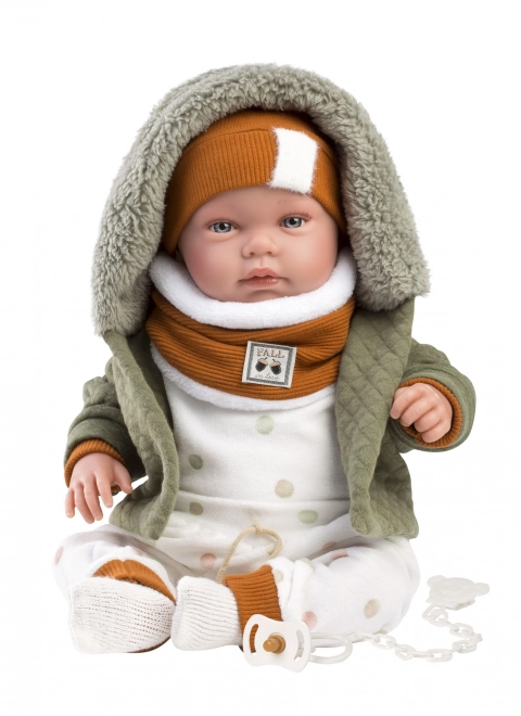 Llorens 84465 NEW BORN - realistische baby pop met geluiden en zacht stoffen lichaam - 44 cm