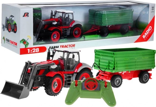 RC tractor with loader and trailer 1:28 for kids 3+