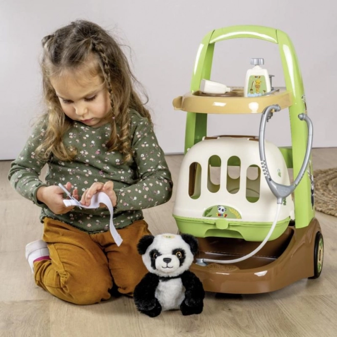 Dierenartsenwagen met panda en transportbox 2-in-1