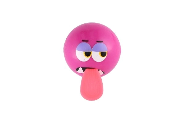 Bal met smiley en tong rubber 5cm op batterijen met licht 5 kleuren 12st in doos