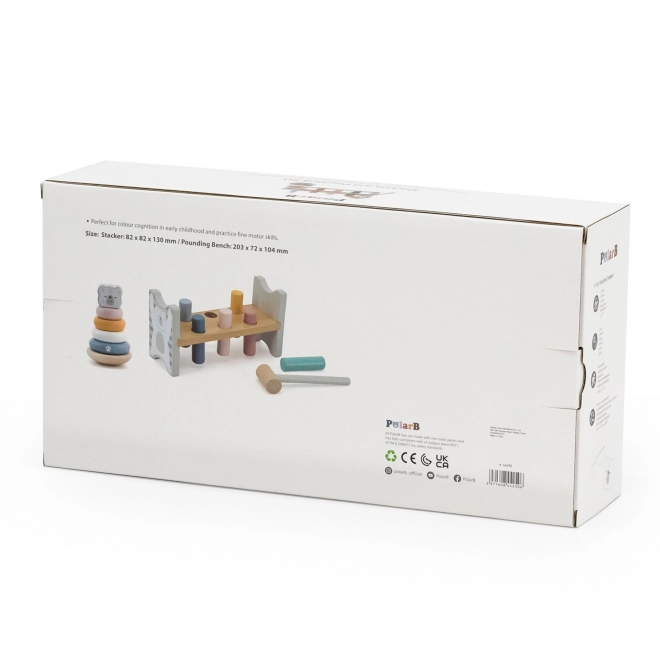 Houten set PolarB Pyramide en hamerbank Beertje Montessori