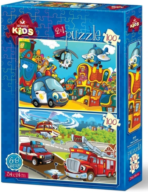 Puzzel politie en brandweer 2×100 stukjes