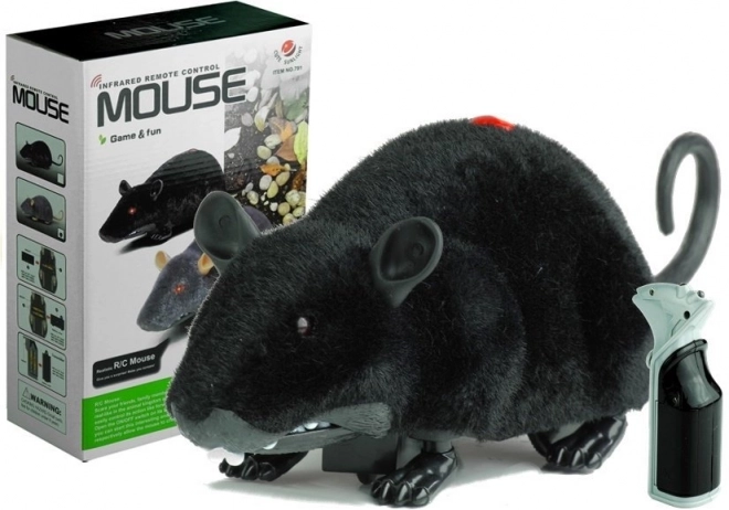 Large Black Remote-Controlled Mouse R/C on Wheels