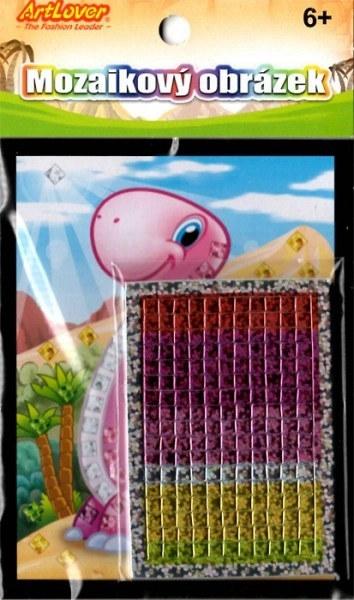 Mozaïek afbeelding mini glitter dinosaurus 10x12cm mix soorten