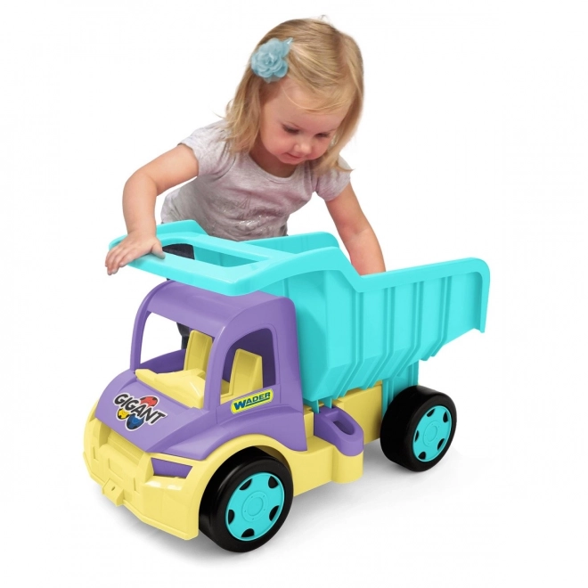 Grote paarse-turquoise kiepwagen Gigant Truck