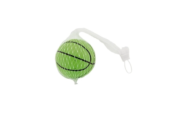 Bal basketbal rubber 8,5cm in net, mogelijkheid tot 5 kleuren