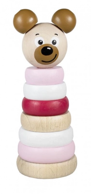 Wooden pyramid with bear head pink