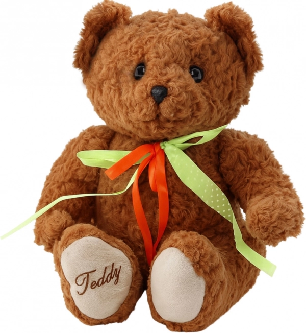 Plush teddy bear with bow 30 cm, brown