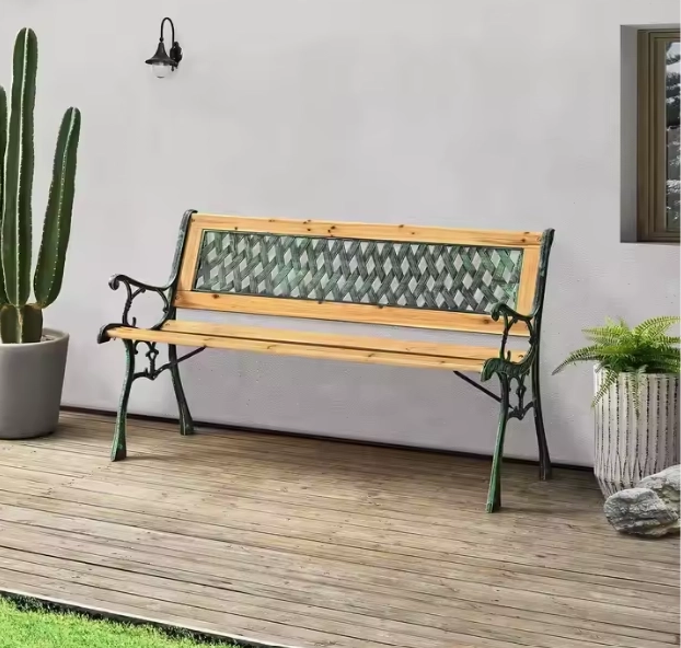 Tuin houten bankje met rugleuning