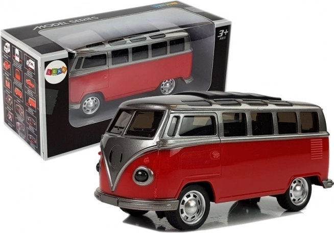 Bus met terugtrekmotor met licht en geluid – rood