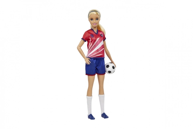Barbie voetbalpop in rood tenue