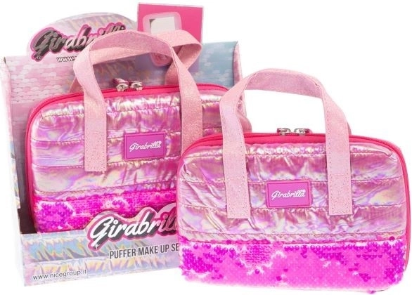 GIRABRILLA cosmetic pouch with accessories and mirror, dark pink