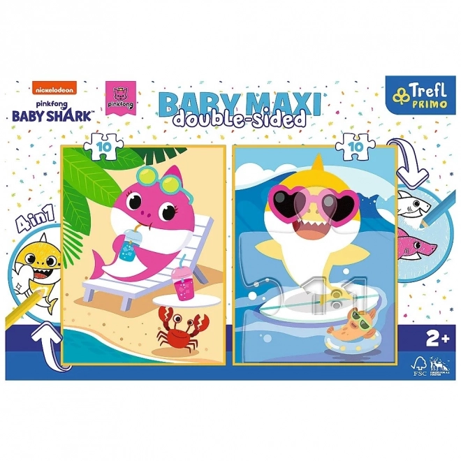 Baby MAXI 2x10 stukken puzzel Happy Shark Day, Baby Shark