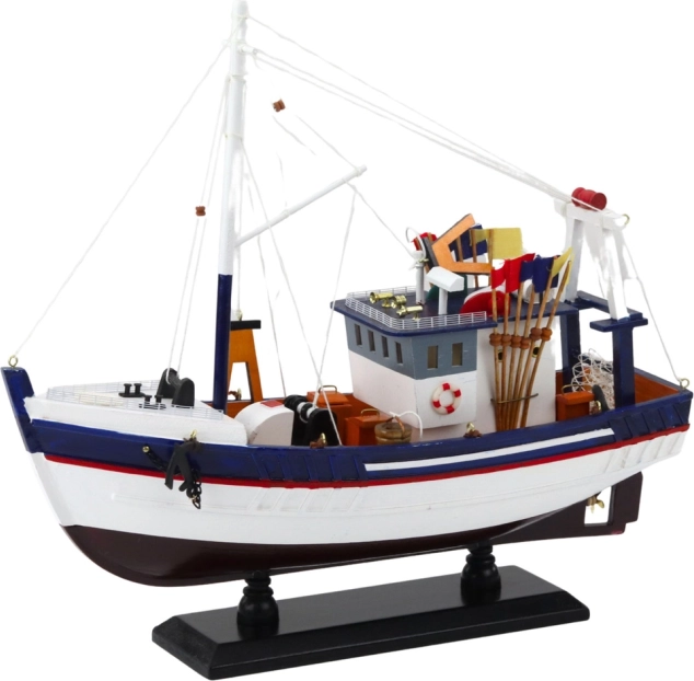 Decorative Model of Fishing Boat with Equipment 37x34 cm