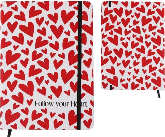 A5 Notebook with Hardcover and Hearts