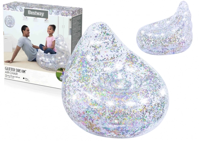 Regenboog opblaasbare stoel met glitter