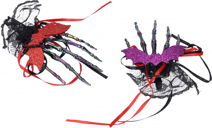 Karneval-Haarspange Skelett-Hand – Set