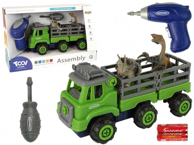 Camion de transport avec dinosaures