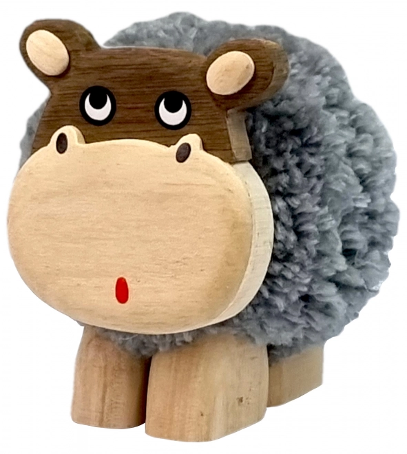 Holzfigur XL Nilpferd mit Bommel