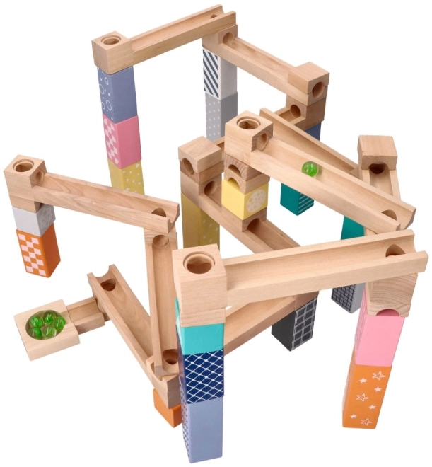 Houten knikkerbaan - 53 stukken