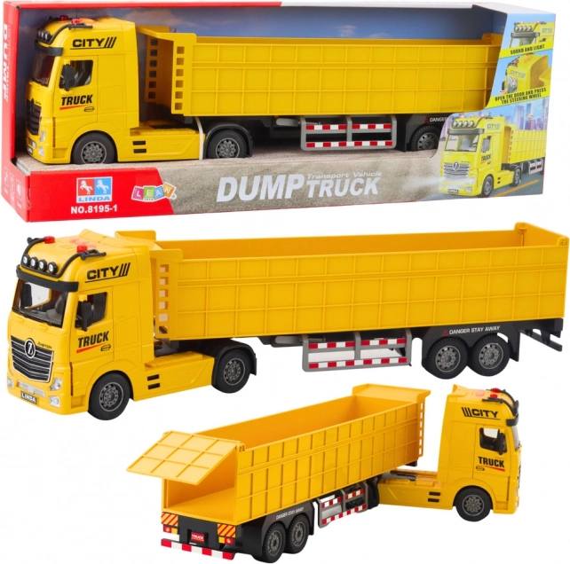 Yellow Truck Transport Toy with Trailer and Sound Effects