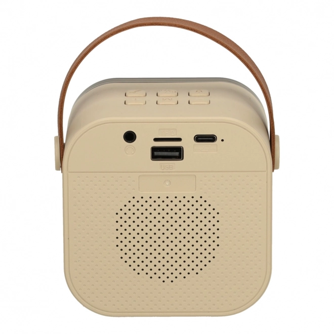 Karaoke set 2 microfoons + draagbare luidspreker BLUETOOTH USB LED beige kleur