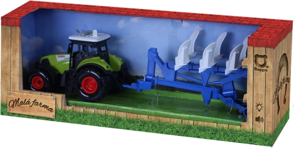 Plastic tractor with light and sound with plow trailer