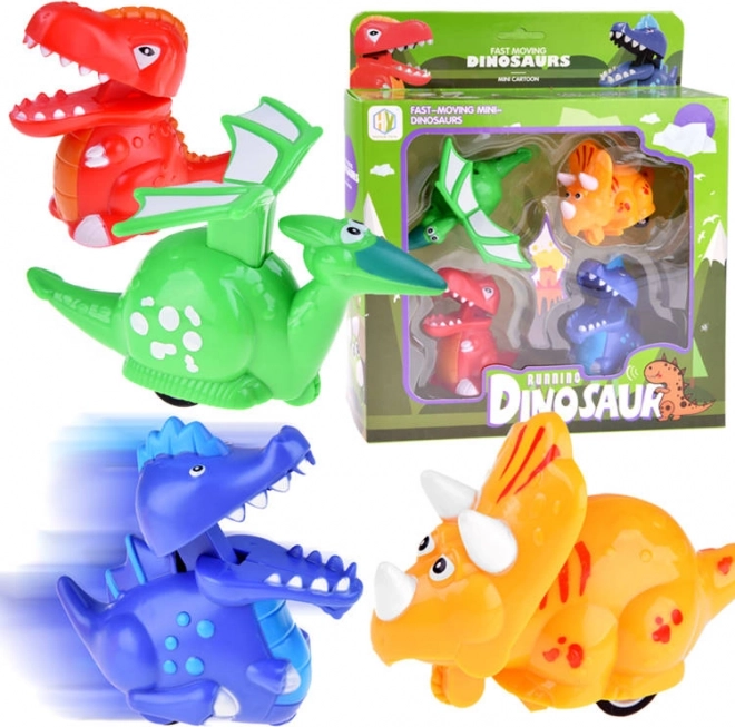 Set of 4 Riding Dinosaurs with Push-Drive