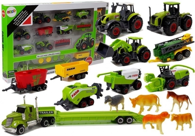 Agricultural Set with Tractors, Trailers, and Animals