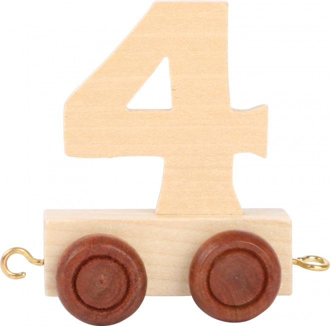 Wagon en bois pour circuit de train, chiffre naturel 4