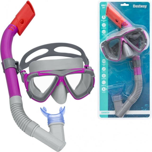 bestway dominator snorkel – ensemble masque et tuba pour adolescents et adultes 14+ rose – Rose