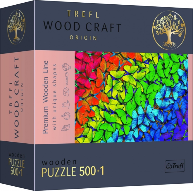 Houten puzzel Trefl Wood Craft Regenboogvlinders 501 stukjes