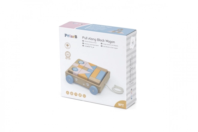 VIGA PolarB chariot en bois à tirer avec blocs 21 pcs