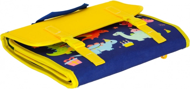 Montessori sensorisch manipulatiebord met dinothema blauw