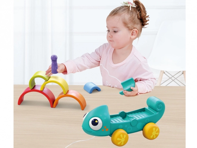 Montessori regenboogkameleon puzzel 18m+