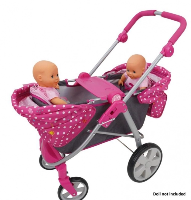 Poppenwagen met stippen en verstelbare handgreep