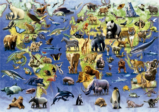Puzzle EDUCA 100 bedreigde soorten – 500 stukjes