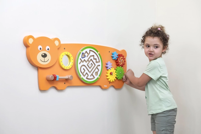 Plaque sensorielle murale en bois - ours