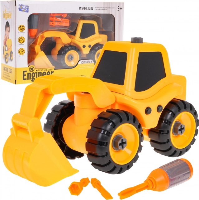 Buildable cement mixer for kids 3+ with screwdriver and 3 bits – Excavator