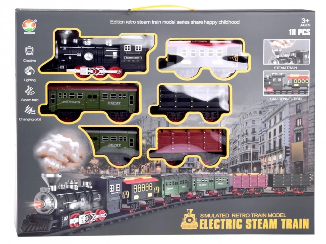 Spoorweg met rails Locomotief met wagons stoom + licht RC0629