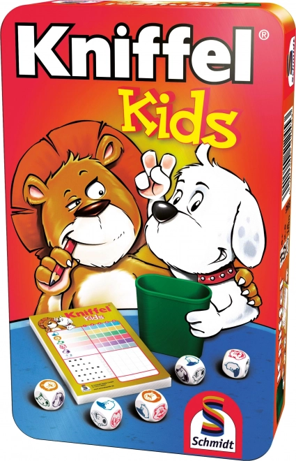 Jeu de dés pour enfants Kniffel Kids en boîte métallique