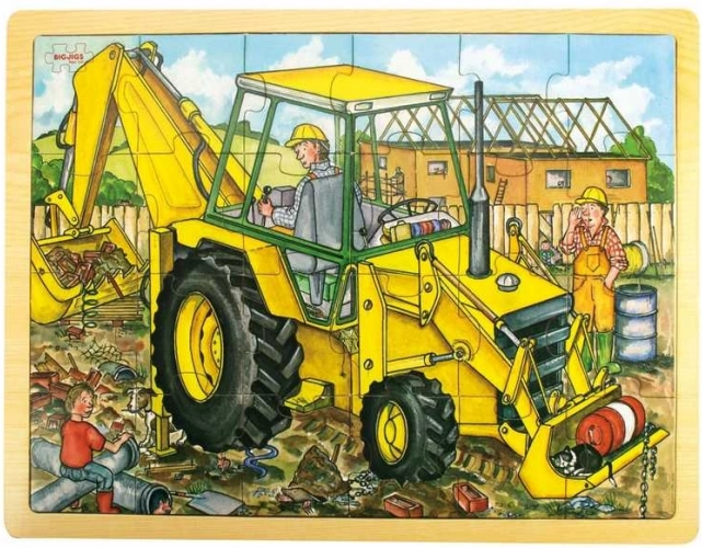 Bigjigs Toys puzzle en bois pelle mécanique 24 pièces