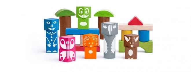 Woody gekleurde blokken met dierenprints