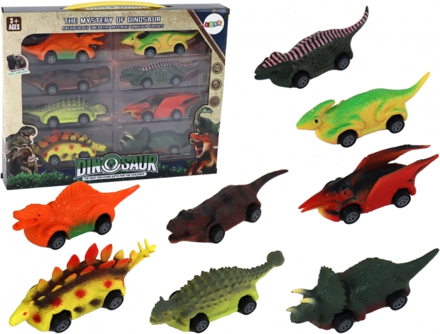 Bunte Autos in Form von Dinosauriern - Set mit 8 Stück